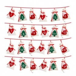 6X (pamut karácsonyi adventi naptár Garland 24db 11x16cm függő Advent Ca D3S8