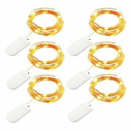 Meleg fehér fény - 1X (6 szalagos tündérvilágítás LED-es vonós lámpák az akkumulátor működtetése 6.6 láb 20 Leds
