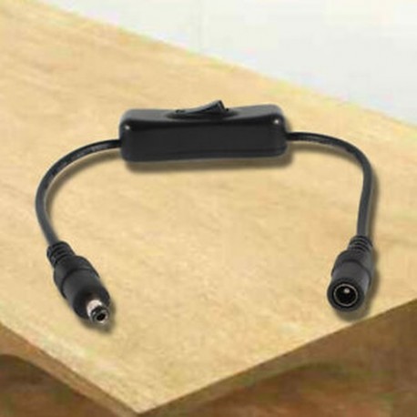 1X (5,5x2,1 mm-es DC csatlakozókapcsoló-vezeték fekete az egyszínű A9Z9 LED-es szalaghoz)