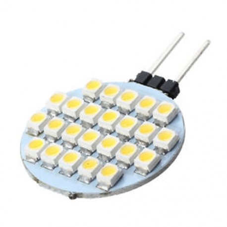 24 SMD LED G4 spotlámpa, meleg fehér DC 12V X3X6