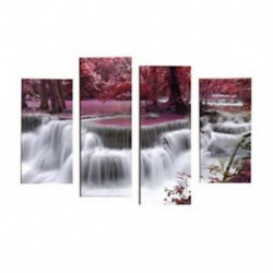 4 panelkészlet Gyönyörű vízesés tájképfestmény virágok modern képekkel F5T7