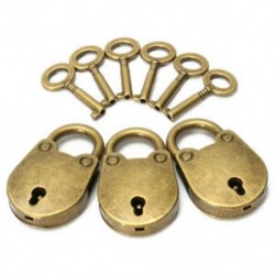 Antik zár / lakattal fém bevonat 6 kulccsal, retro kis csomagtartóval, E7M3 H1H4