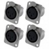 XLR női jack 3 tűs - Paneles rögzítőegységek D sorozatú méret: XLR-F - 4 PACK X7L8
