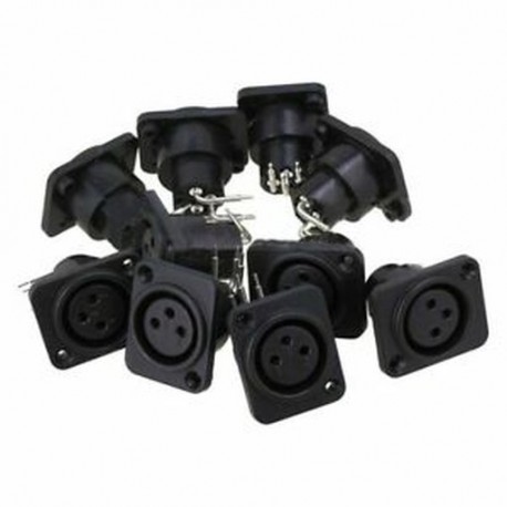 10 db fekete XLR 3 pin női jack panel alváz PCB aljzat csatlakozó K3J8