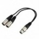 2X (Új 3 tűs XLR FEMALE aljzat a kettős 2 FÉNY-csatlakozóhoz Y SPLITTER kábel adapter 1 H4Q2