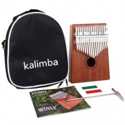 6X (Kalimba hüvelykujj zongora, 17 kulcs, mahagóni, fa táskával, kalapáccsal és Mu N2A4