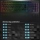 Gaming billentyűzet, színes szivárványos LED háttérvilágítású USB vezetékes Gaming billentyűzet Mem X0U3