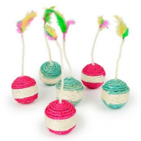 Kisállat macska cica játék Gördülő szizál Kaparós labda Vicces macska cica Play Doll J8N5