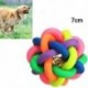 7cm méretű kedvtelésből tartott kutya kölyökkutya szivárvány színű gumi csengő labdajáték hang B kerek U4K1