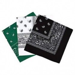 fekete-fehér és zöld - 3 bandana Paisley férfi és nő készlet 57 x 57 cm H2G2