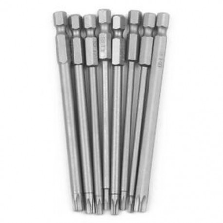 8 darabos üreges, mágneses Torx csavarhúzó bitkészlet, 1/4 hüvelykes, négyszögletes, F1R4 csavar