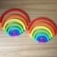 14 db / Set színes fadarabok játékok gyerekeknek Kreatív Rainbow Assembly U1N1