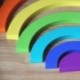 14 db / Set színes fadarabok játékok gyerekeknek Kreatív Rainbow Assembly U1N1