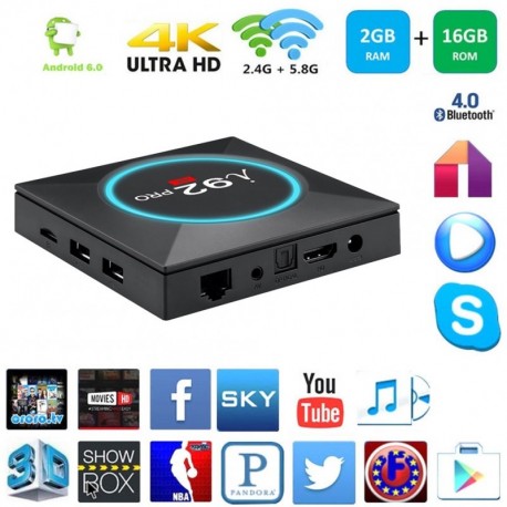 I92 Android 6.0 Smart TV Box 2GB 16GB Amlogic S912 HDR Octa Core BT4.0 2.4G / 5.8G WiFi 4K TV Box