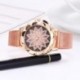 1X (Lotus Flower strasszos arany ötvözet karórák, Divatos, Egyszerű női háló, K0Y8