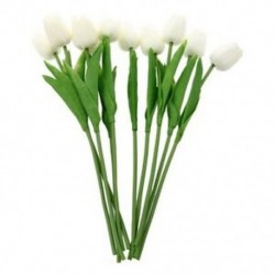 10 db fehér tulipán virág latex KC456 esküvői csokorhoz - fehér D5U1 P5V1 L7X1