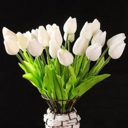10 db fehér tulipán virág latex KC456 esküvői csokorhoz - fehér B4M7