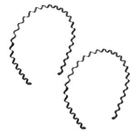 2 db szilárd fekete hajlékony fém 0,2 &quot szélességű, hullámos hajkarika hajpánt a Wom U6N1 készülékhez