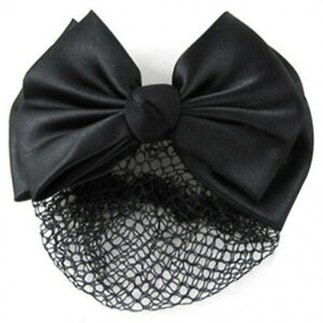 Nő fekete két rétegű poliészter Bowtie hajrács fedelet hajcsipesz R6S5