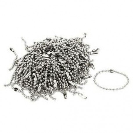 1X (rozsdamentes acél 10 cm hosszú, 2,4 mm-es gyöngyös gömblánc, 100 darabos ezüst tónus N5Q9)