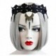 Gótikus punk stílusú szegecs Lolita tiara fekete csipke homloka fejpánt Halloween C4R3