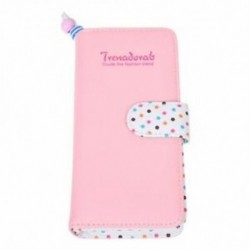 Női pénztárca cipzáras PU bőr pénztárca Pink Dots Card pénztárca K3Y1