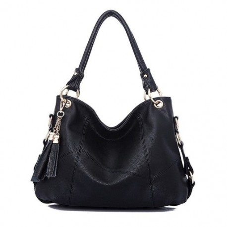 6X (női felső fogantyútáska, válltáska, táska kézitáskák, táskák, pénztárca, fekete S2E6)