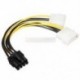 16 cm / 5 '' 8 pólusú PCI Express férfi és kettős LP4 4Pin Molex IDE tápkábel adapter