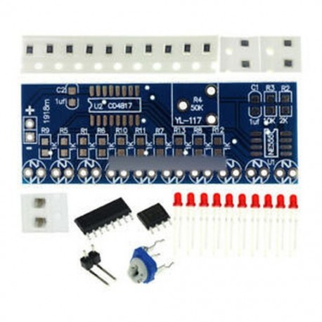 3. tétel - NE555   CD4017 LCD fény vízkészlet DIY készlet Elektronikus modul ICSK057A Piros