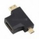 3 in 1 HDMI női Mini HDMI   Micro HDMIadapter-csatlakozó fekete