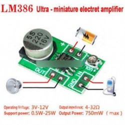 Mini LM386 DC 3-12V Micro Audio teljesítményerősítő Amplemez modul 750mW Új