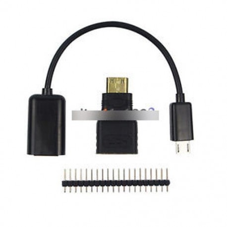 3 in 1 Raspberry Pi Zero Kit Mini HDMI-HDMI adapter   Micro USB   GPIO fejléc