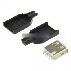 10db USB2.0 A-típusú dugó 4-pólusú női adapter csatlakozó aljzat és fekete műanyag fedél