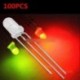 100db 5mm Dual Bi-Color piros / zöld 3-pólusú diffúz közös katód LED dióda lámpa