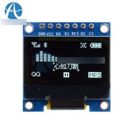 Fehér 3-5V 0.96 "SPI soros 128X64 OLED LCD LED kijelző modul Arduino
