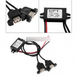 DC-DC 12V-tól 5V-ig 3A autós tápegység adapter Dual USB női csatlakozó vízálló