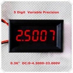 Piros LED 5 számjegy DC 0-4.3000-33.000V digitális feszültségmérő autó panel
