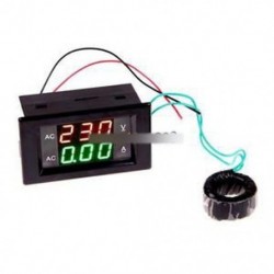 Digitális ampermérő-feszültségmérő LCD panel Amp Volt Meter Gauge AC 100A 80-300V Fekete