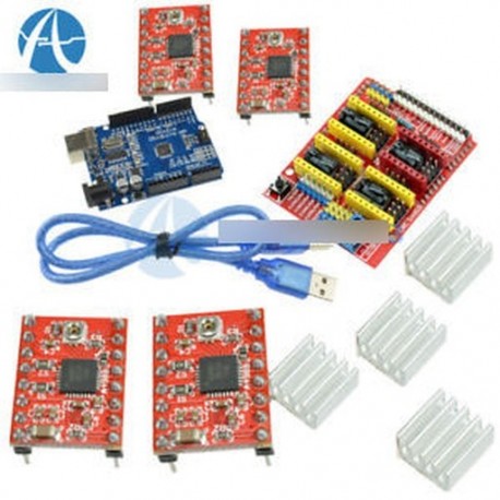 Uno R3 CH340   4x A4988   4x hűtőborda   CNC V3.0 árnyékoló modul