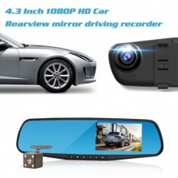 4,3 hüvelykes 1080P HD autó visszapillantó tükör Dvr Teljes vezetésű videorögzítő kamera Fényképezőgép