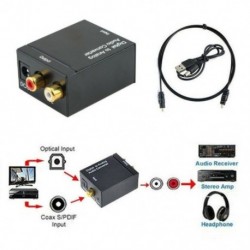 Optikai koaxiális Toslink digitális és analóg audio átalakító adapter RCA L / R 3,5 mm