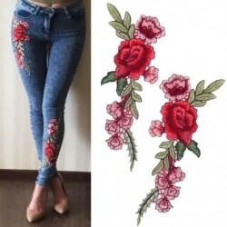 1 pár hosszú rózsával készült virágok hímzett vasból készült foltokkal varrott rátétekkel hímzett barkács ruhák