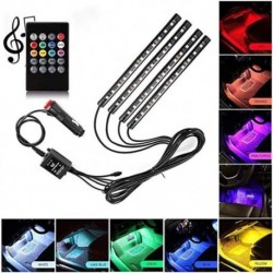 4 db 12LED RGB autós belső Neon légkör Strip zene távirányító