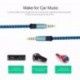 3,5 mm-es autós AUX kábel védőfólia adapter-csatlakozó, kötött, nejlon audio kábel, 1M