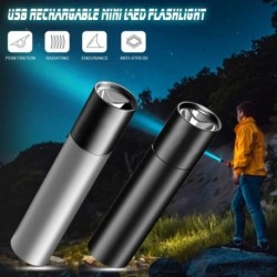 USB tölthető mini LED zseblámpa vízálló fáklya teleszkópos zoommal hordozható zseblámpa éjszakai világításhoz