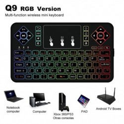 Q9s Bluetooth vezeték nélküli mini billentyűzet színes háttérvilágítással, érintőpadra Q9 Air Mouse távirányító