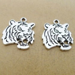 12db Tiger Charms Állatok Medálok Antik ezüst hang 22 * 24mm, Ékszerkészítés