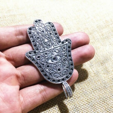 3db 73x42mm Fatima kézbuborékok antik ezüst tónusú medál gyöngyökből, DIY