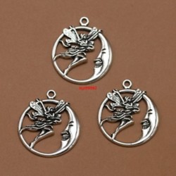 4db tündér holdi tibeti ezüst gyöngyön varázsa Medálok DIY ékszerek 30x25mm