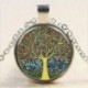 Fák Charm Glass Dome Cabochon tibeti ezüst lánc nyaklánc medálok ékszerek